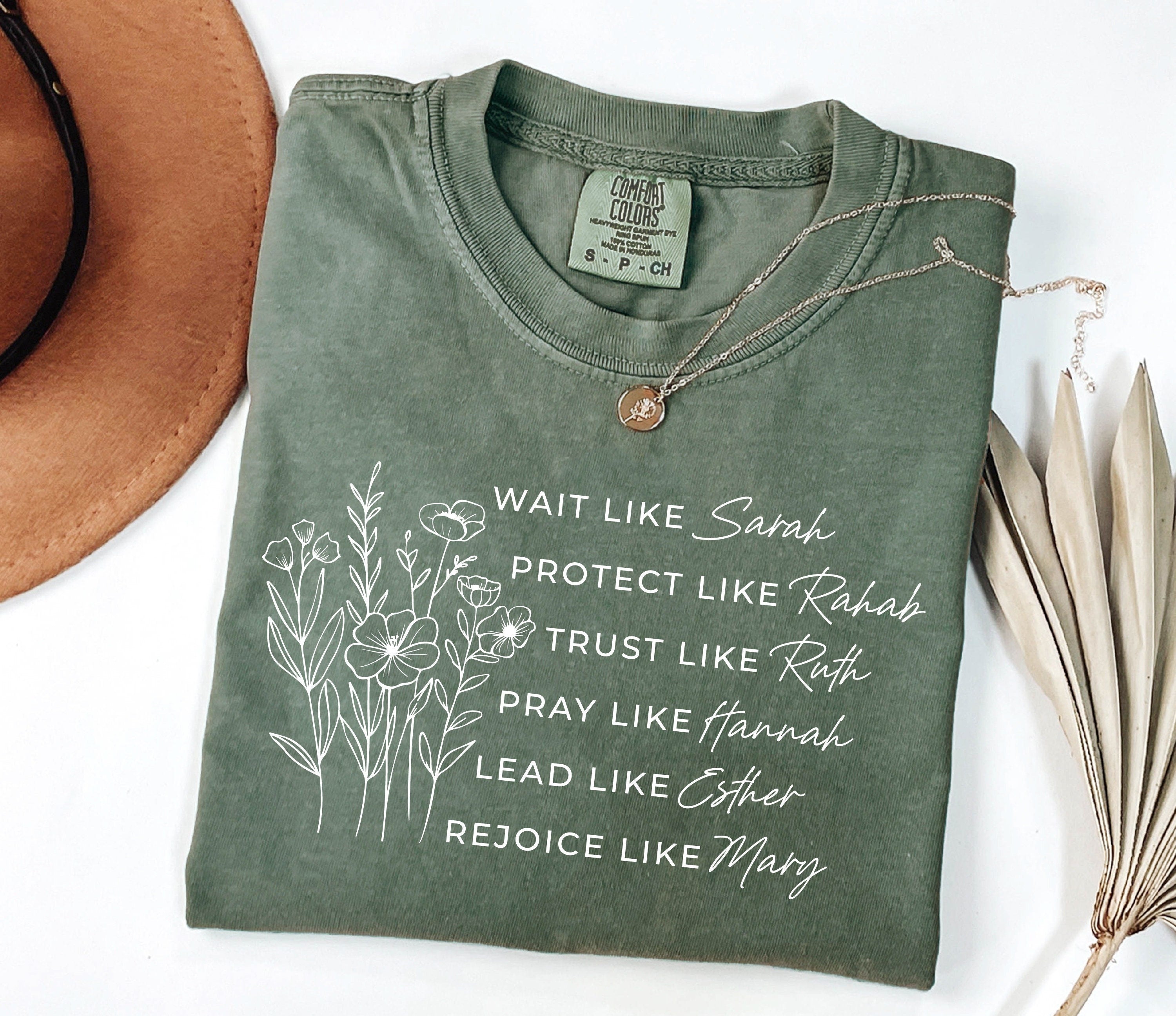 Comfort Colors® Religious Shirt, Women of the Bible Shirt, Bible Verse Shirt, Faith Shirt, Boho Christian Shirt, Floral Religious Shirt